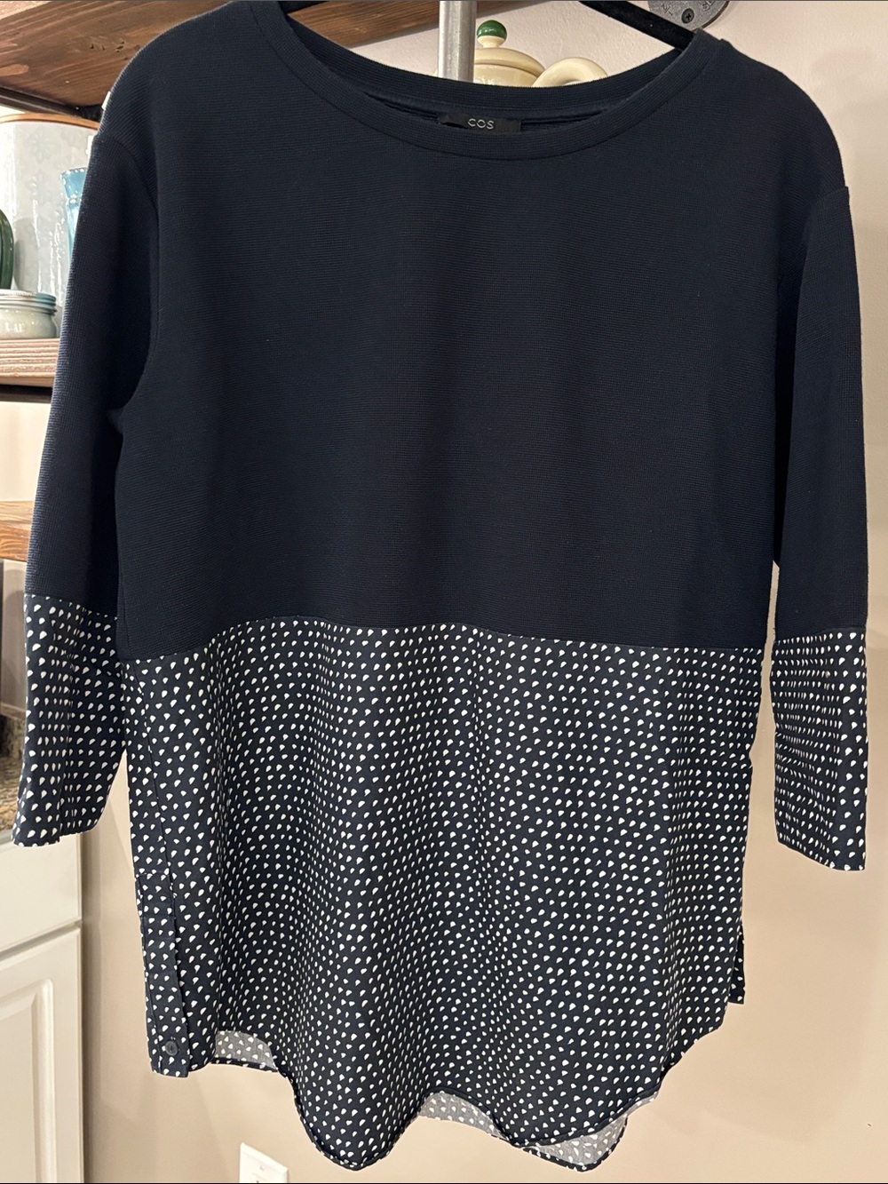 COS Textured Polka Dot Color Block Oversized Top
